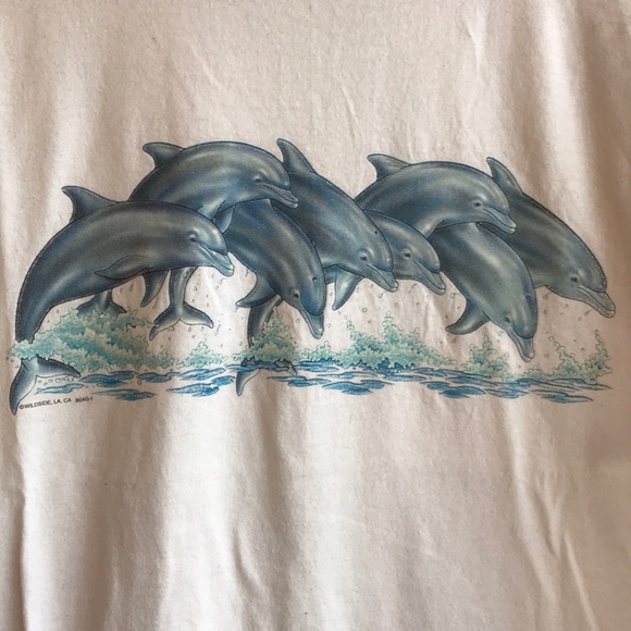 Vintage Swimming Dolphins T-Shirt - Picture 2 of 4